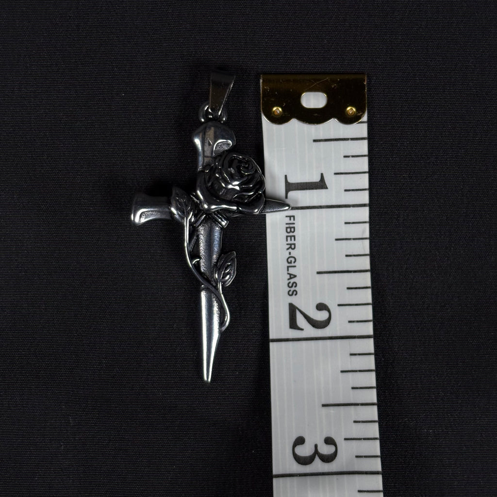 Stay Reppin Rose Cross Sneaker Pendant – Silver Stainless Steel