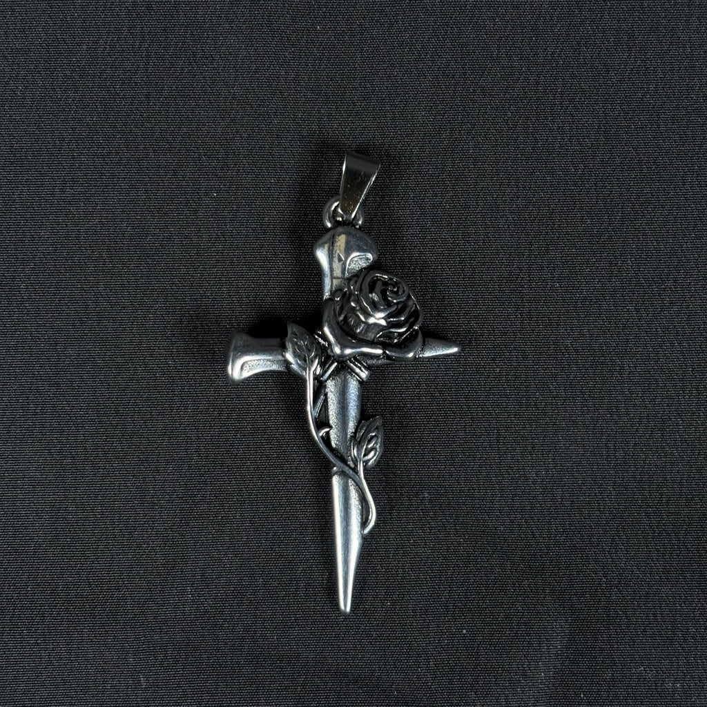 Stay Reppin Rose Cross Sneaker Pendant – Silver Stainless Steel
