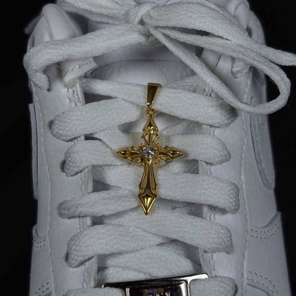 Stay Reppin Gold Cross Sneaker Pendant – Stainless Steel