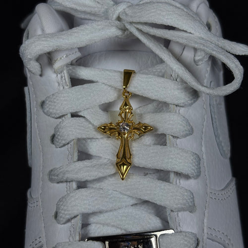 Stay Reppin Gold Cross Sneaker Pendant – Stainless Steel